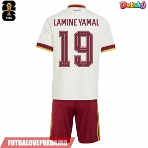 Lacne Dětský Futbalové dres Španielsko Lamine Yamal #19 MS 2026 Krátky Rukáv - Preč (+ trenírky)